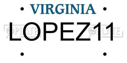 LOPEZ11 Virginia License Plate
