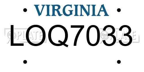 LOQ7033 Virginia License Plate