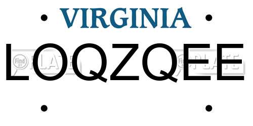 LOQZQEE Virginia License Plate