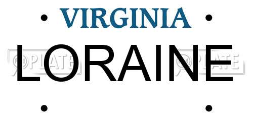 LORAINE Virginia License Plate