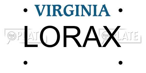 LORAX Virginia License Plate