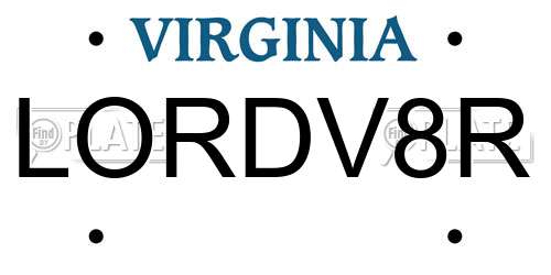 LORDV8R Virginia License Plate