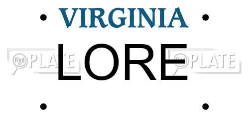 LORE Virginia License Plate
