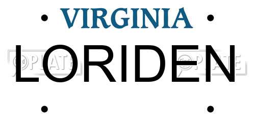 LORIDEN Virginia License Plate