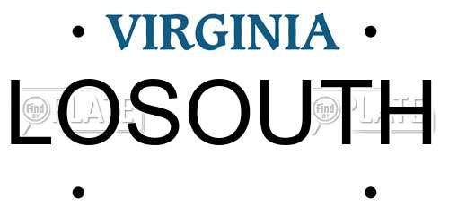 LOSOUTH Virginia License Plate