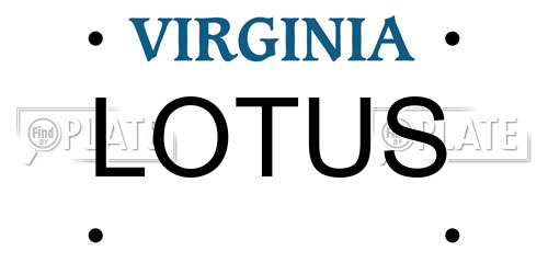 LOTUS Virginia License Plate