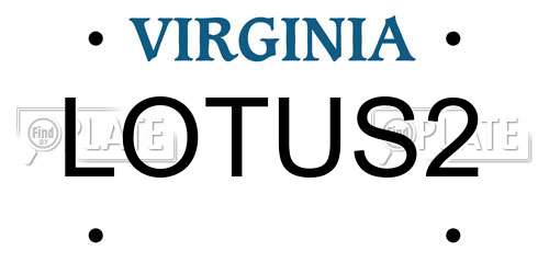 LOTUS2 Virginia License Plate