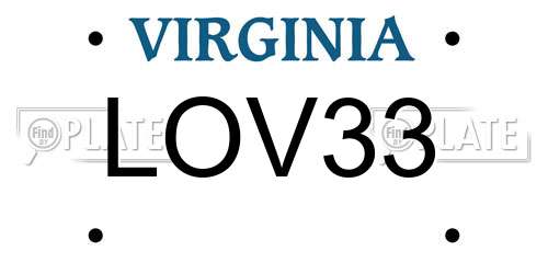 LOV33 Virginia License Plate