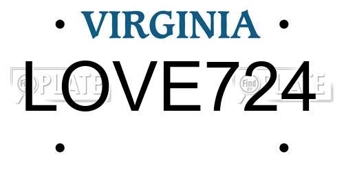 LOVE724 Virginia License Plate