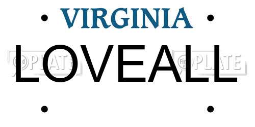 LOVEALL Virginia License Plate