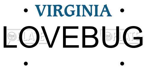 LOVEBUG Virginia License Plate