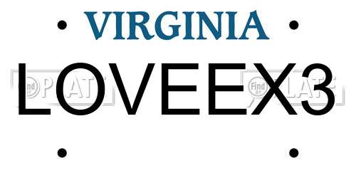 LOVEEX3 Virginia License Plate