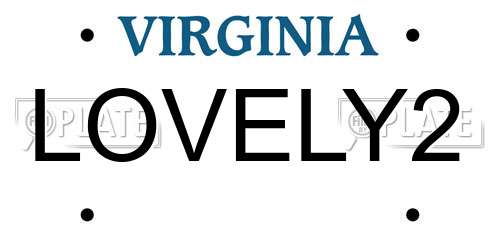 LOVELY2 Virginia License Plate