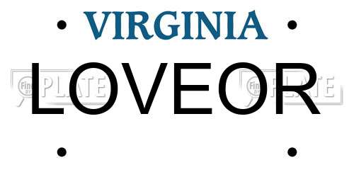 LOVEOR Virginia License Plate