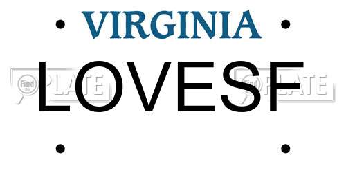 LOVESF Virginia License Plate