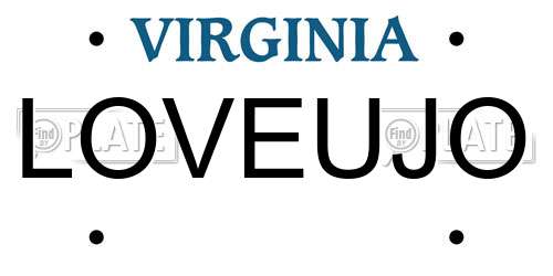 LOVEUJO Virginia License Plate