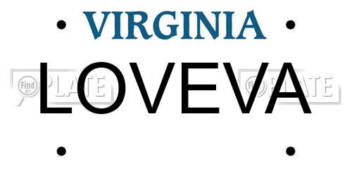 LOVEVA Virginia License Plate