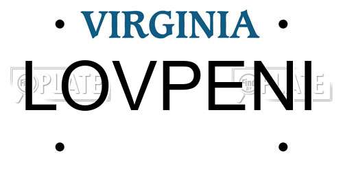 LOVPENI Virginia License Plate