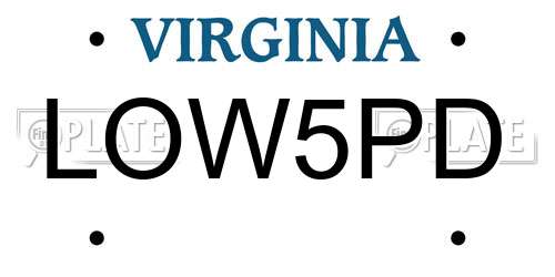 LOW5PD Virginia License Plate
