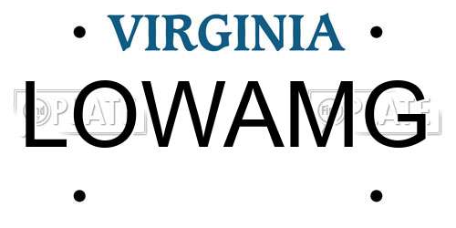 LOWAMG Virginia License Plate
