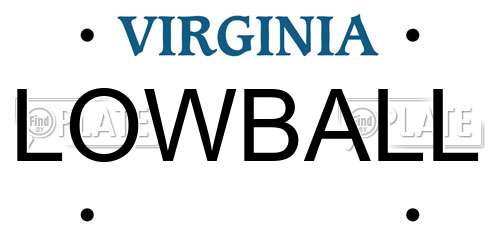 LOWBALL Virginia License Plate