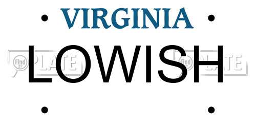 LOWISH Virginia License Plate