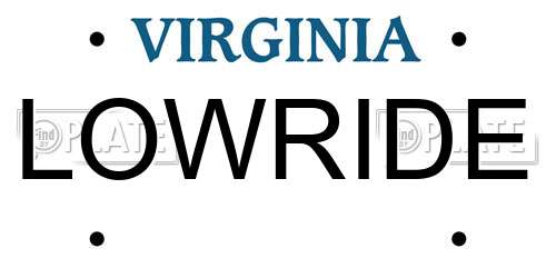 LOWRIDE Virginia License Plate