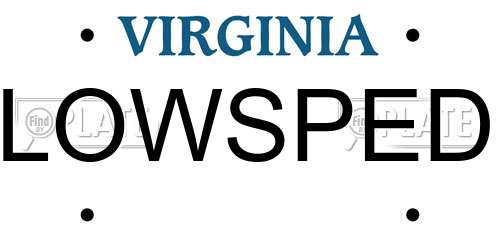 LOWSPED Virginia License Plate