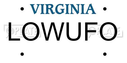 LOWUFO Virginia License Plate