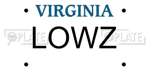 LOWZ Virginia License Plate