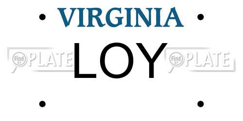 LOY Virginia License Plate
