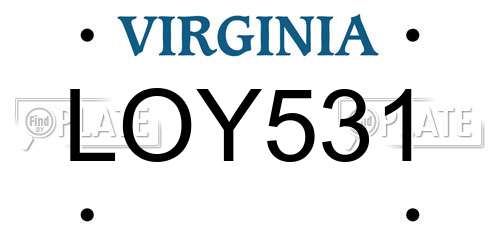 LOY531 Virginia License Plate