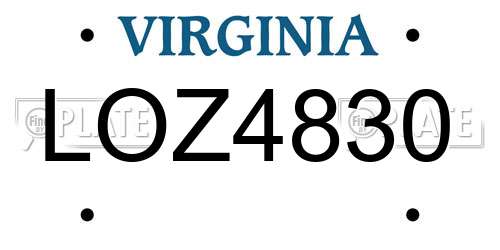 LOZ4830 Virginia License Plate