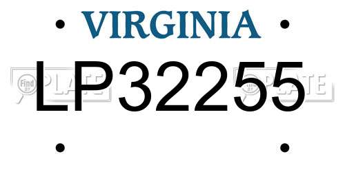 LP32255 Virginia License Plate