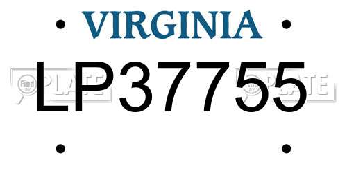 LP37755 Virginia License Plate