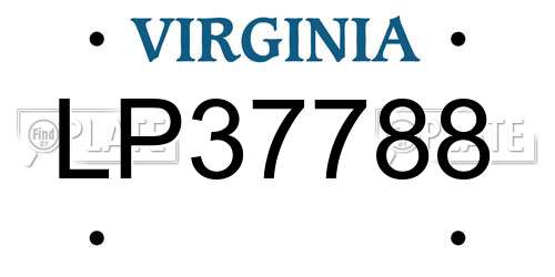 LP37788 Virginia License Plate