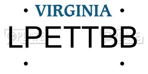 LPETTBB Virginia License Plate