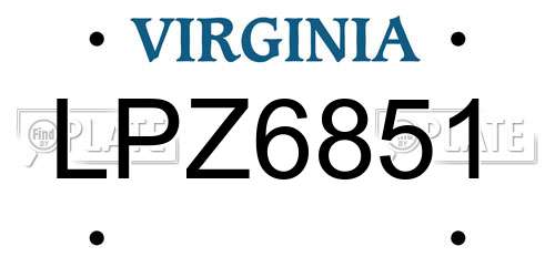 LPZ6851 Virginia License Plate