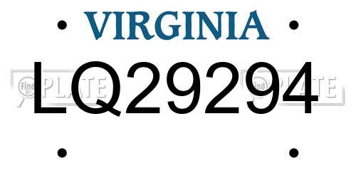 LQ29294 Virginia License Plate