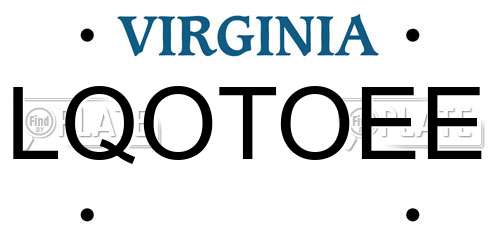 LQOTOEE Virginia License Plate