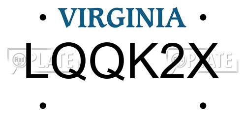 LQQK2X Virginia License Plate