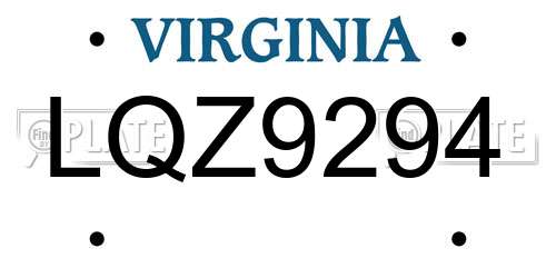 LQZ9294 Virginia License Plate