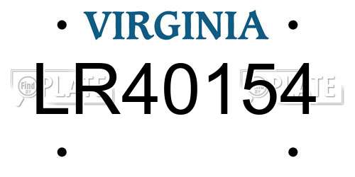 LR40154 Virginia License Plate