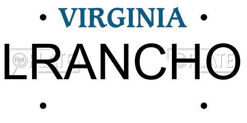 LRANCHO Virginia License Plate