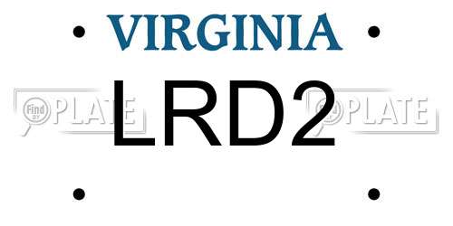LRD2 Virginia License Plate