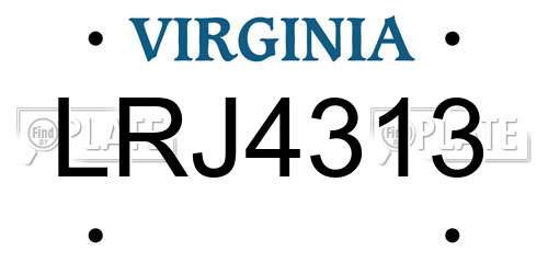 LRJ4313 Virginia License Plate