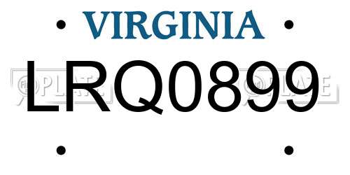 LRQ0899 Virginia License Plate