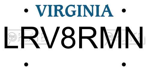 LRV8RMN Virginia License Plate