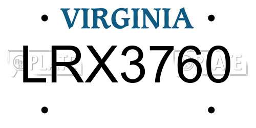 LRX3760 Virginia License Plate