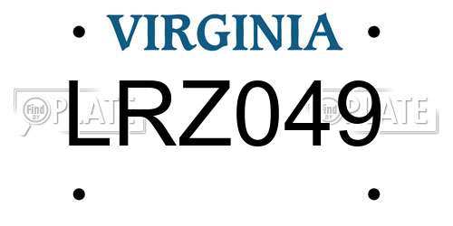 LRZ049 Virginia License Plate
